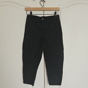 Women's Black Cargo Capri Cotton Pants